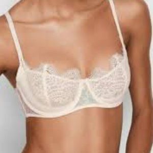 VS Dream Angels unlined push up bra coconut color with iridescent sequin 34DD